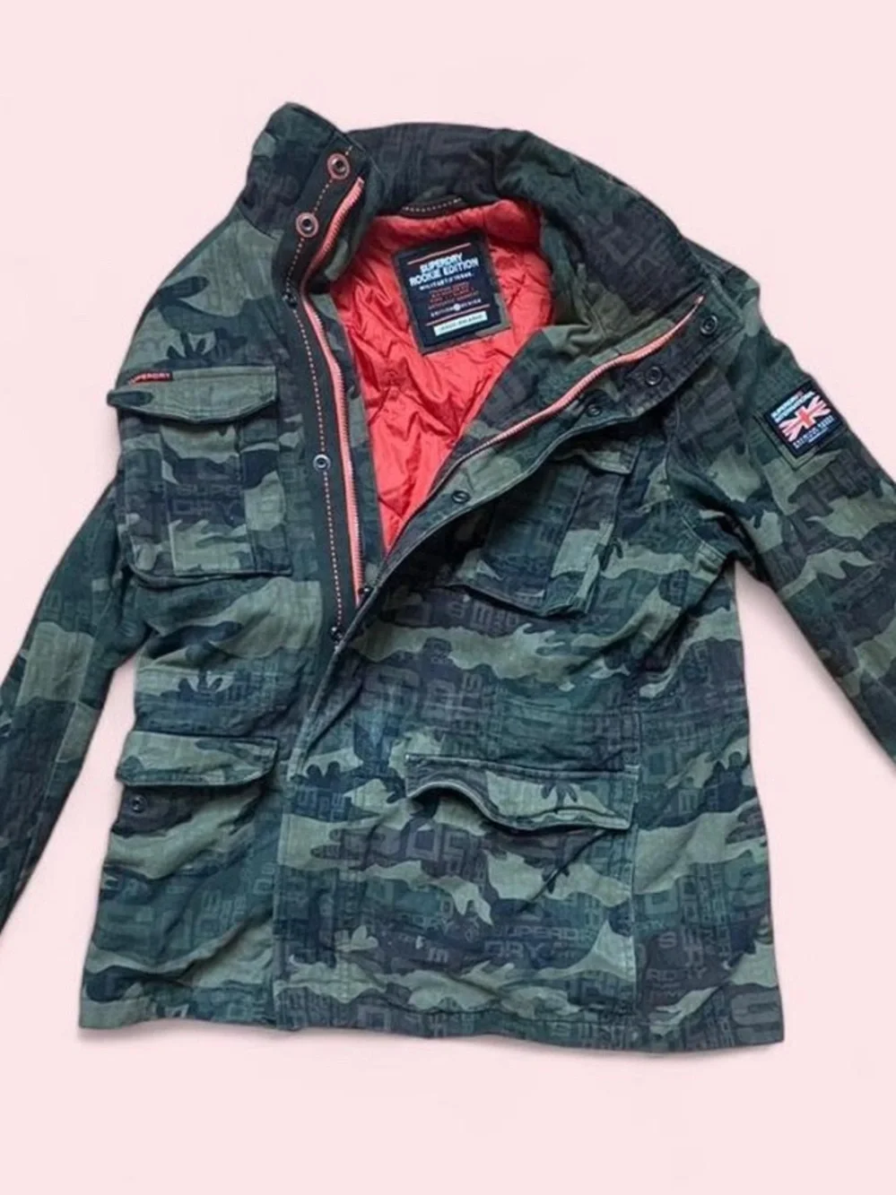 Unisex superdry “ rookie edition” Camouflage Utility Jacket - Green